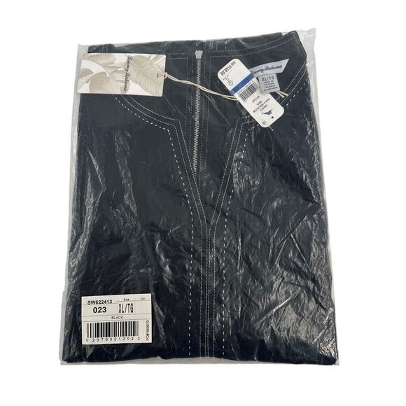 Tommy Bahama Black Palm-A-Dora Split-Neck Sheath Dress Size XL - Picture 4 of 10